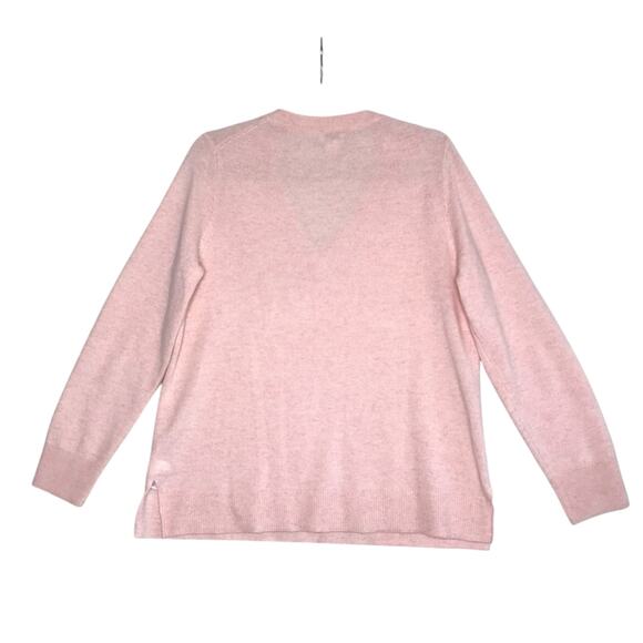 J.CREW 100% Cashmere V-Neck Sweater Women L Peach Lightweight Old Money Office - Picture 4 of 11